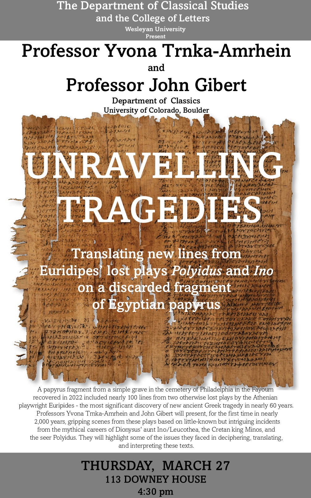 Unraveling tragedies poster
